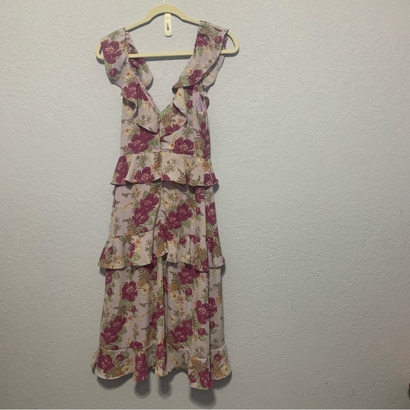 Lulu’s Fleur-Evermore Purple Tiered Floral Print Ruffle Midi Dress - Picture 9 of 9